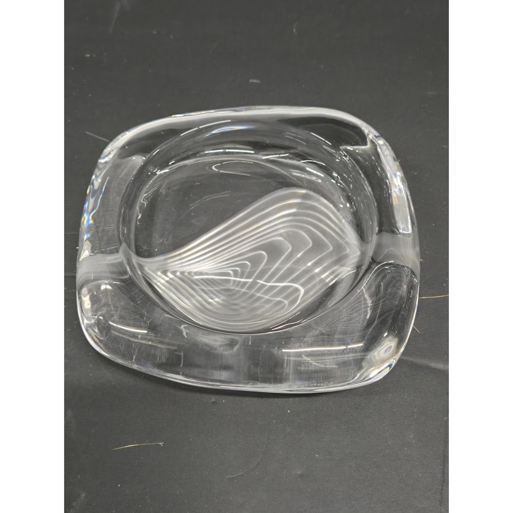 STUNNING SIGNED DAUM CRYSTAL FRANCE MODERNIST ASHTRAY